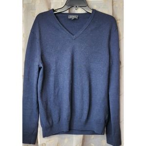 Womens Express Long Sleeve Navy Merino Wool Vee Neck Sweater XL runs small